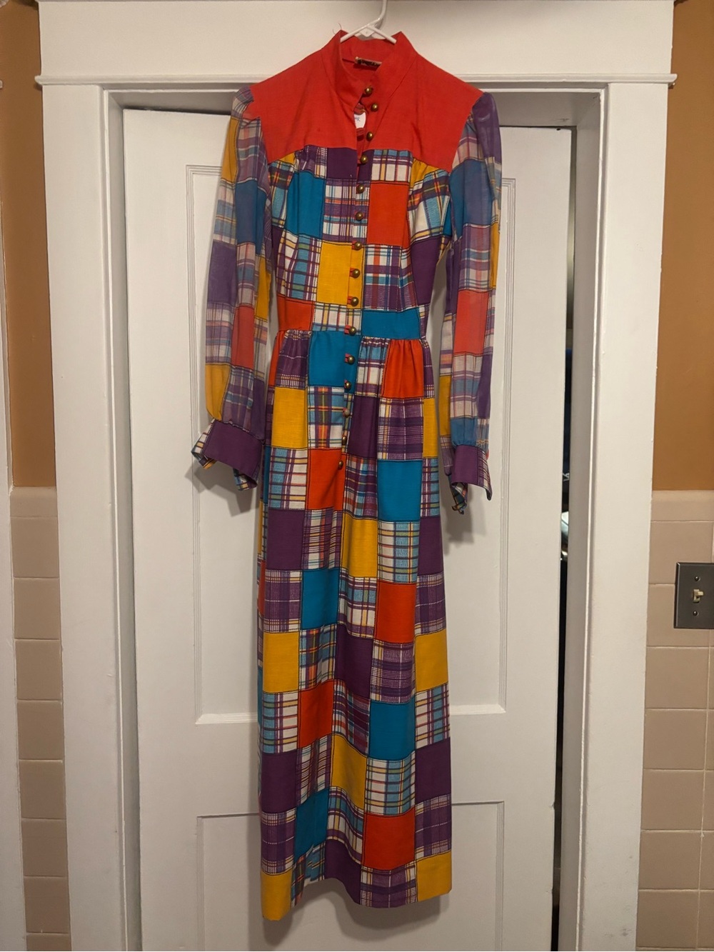 Patchwork Plaid Maxi Dress in Multicolor